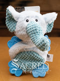 The cute blue plush elephant has minimal stuffing, squeaks and has chewable rubber feet. With different fabrics, it is tactile and suitable young dogs.