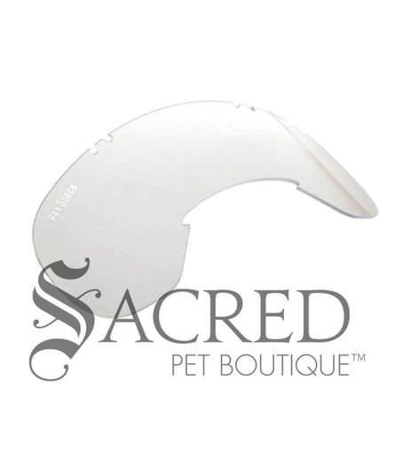 A single clear V1 Rex Specs replacement lens with the logo visible on the upper part of the lens. On a white background with a grey Sacred Pet Boutique watermark.