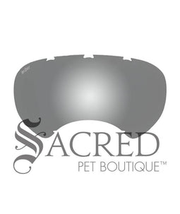 A single smoke tinted V1 Rex Specs replacement lens with the logo visible on the upper part of the lens. On a white background with a grey Sacred Pet Boutique watermark.