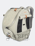Ibiyaya Adventure cat Pet carrier, side view, closed, with a visible Sacred Pet Boutique watermark on a white background 