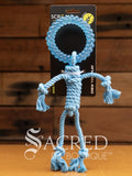 The Scream rope and rubber human shaped toy in blue is suitable for tug, toss, chew and training. 