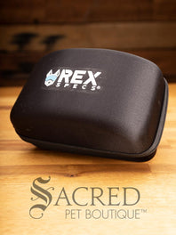 The Rex Specs Hard Case is zipped closed and keeping your Rex Specs and spare lenses safe from damage.