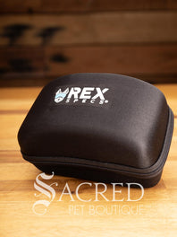 The Rex Specs Hard Case is zipped closed and keeping your Rex Specs and spare lenses safe from damage.