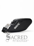 Wahl Pocket Pro trimmer on white background and features Sacred Pet Boutique watermark.