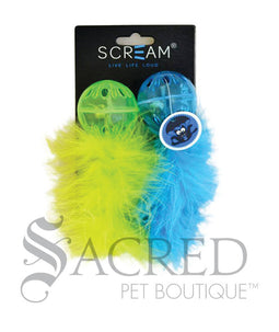 Lattice ball with feathers