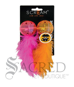 Lattice ball with feathers